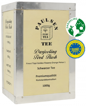 Darjeeling First Flush "Ernte 2022" 1000g, schwarzer Tee,  in dekorativer Teekiste